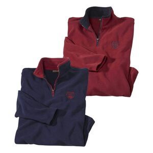 Atlas For Men Mens Microfleece Sweater (Pack of 2) / Navy/Burgundy